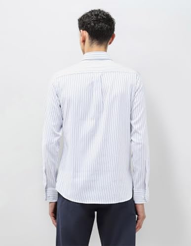 U.S.Polo ASSN. Men's Striped Tailored Fit Shirt (USSHTP1096_Blue