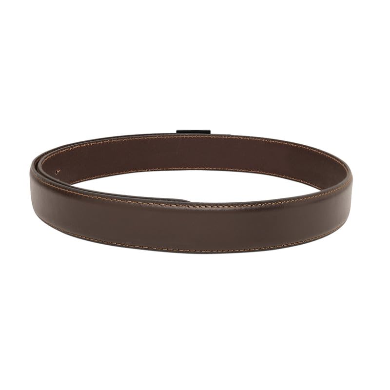 Tommy Hilfiger Men's Skibet Leather Belt - Th Interlock Monogram - Rich Brown For Classic Casual Styling & Gifting | Size M - 90 CM