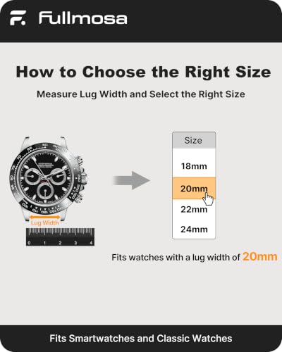 Fullmosa 20mm No‑Gap Curved Silicone Watch Strap, Grey | [No Watch] Premium Watch Band for Samsung Galaxy Watch 7/6/5/4 40mm 44mm,Garmin Vivoactive,Noise ColorFit Ultra,boAt Vertex