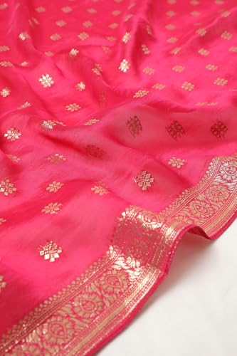 Soch Womens Fuchsia Brocade Bandhani Chudidar Set With Thread Work