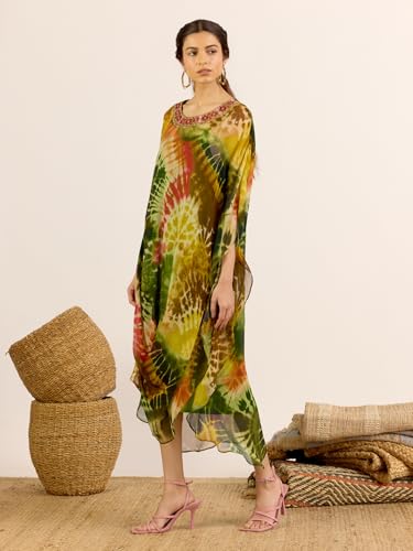 Aarke Ritu Kumar Green Mystic Dunes Kaftan Dress with Camisole