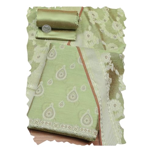 BIBA Women Green Chanderi Unstitched Suit Set_FREE SIZE