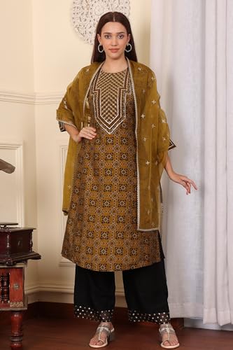 W for Woman Mustard Yellow Dori Embroidered Organza Dupatta
