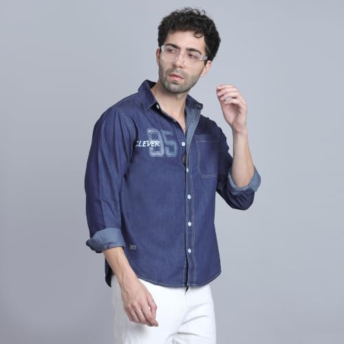 D Finish Men's Denim Casual Shirt | Full Sleeve | Regular Fit | Stylish Denim Shirt for Men (DF-0252A-XL)