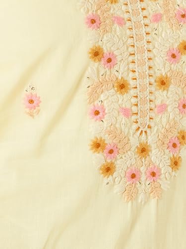 Max Women Embroidered Straight Kurta(Yellow_XXL)