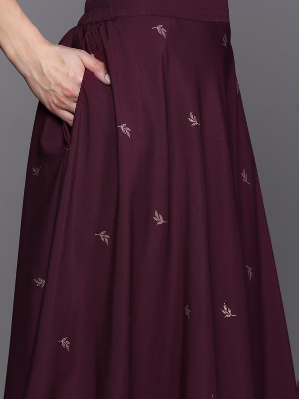 Ahalyaa Women's Polyester Lehenga Choli (AHBLDUSK-COMBO-649-SS-25_Wine_M)