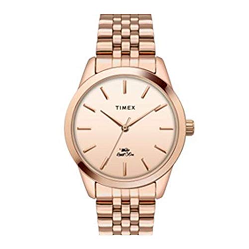 TIMEX Analog Watch for Women with Rose Gold Round Dial & Rose Gold Stainless Steel Bracelet Band Water Resistant Women's Wrist Watches - TWEL13102