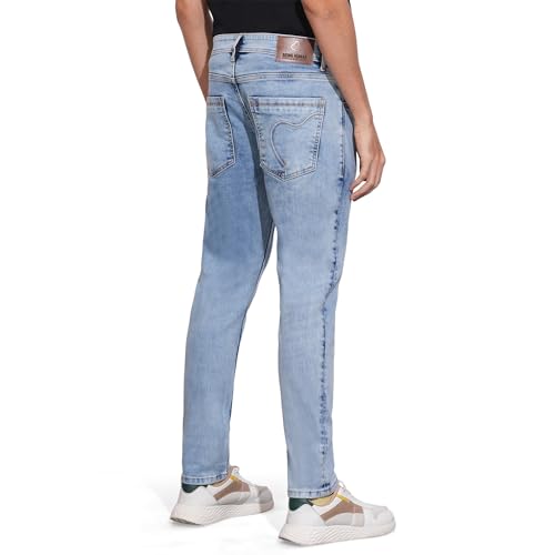 Being Human Blue Cropped Fit Cotton Blend Men's Denims Clothing