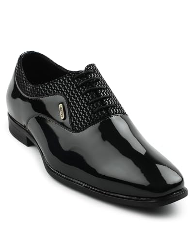 Liberty Fortune A998-07 Formal Lacing Oxford Shoes for Men with TPR Sole | PU Outsole | Comfortable & Lightweight | Cushioned Footbed | Durable & Trendy Design (Black 43 EU)