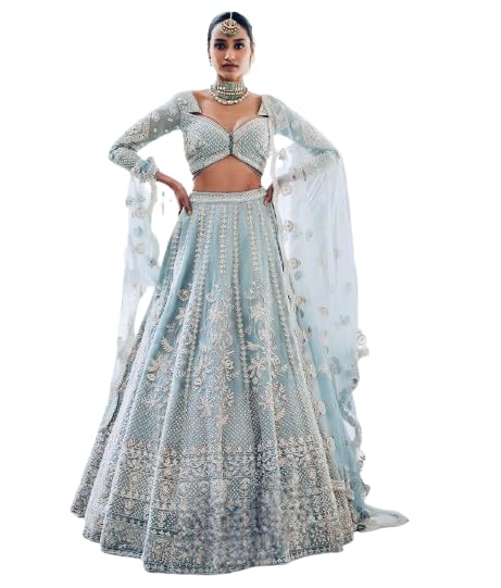 Fashion Basket Heavy Soft Organza Chine Sequance Work Lehenga.