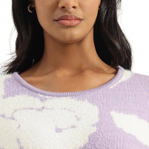 United Colors of Benetton Women's Nylon Round Neck Sweater (25A1099W3M78IL38_Purple