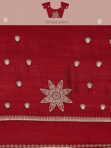 MOHEY Women's Maroon Art Silk Embroidered|Stone Work Saree (Maroon)