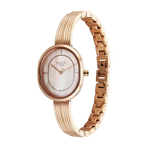 Titan Raga Contempore Quartz Rose Gold Round Dial Men's Watch | Brass Solid Link Strap Material | Watches for Man | Watches for Men Analog - 2776WM01F
