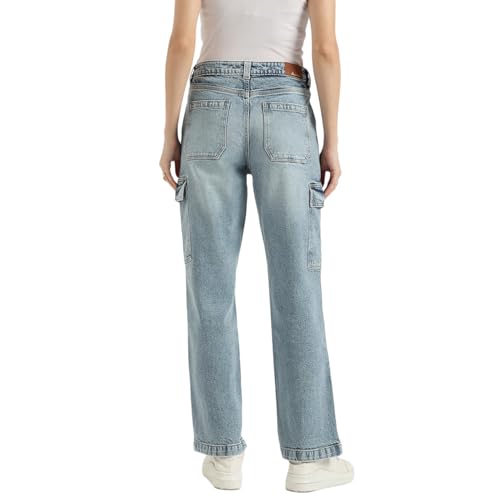 United Colors of Benetton Solid Straight Fit Utility Denim Jeans - 25A4DENIM947I901 (Size :) Blue