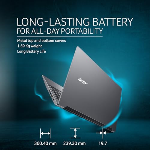 Acer Aspire Lite, AMD Ryzen 3-5400U, 8GB RAM/256GB SSD, Full HD IPS, 15.6"/39.62 cm, Windows 11 Home, Steel Gray, 1.59 KG, AL15-41, Metal Body, Premium Thin and Light Laptop