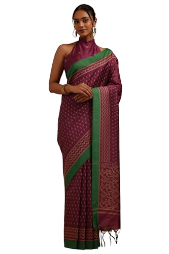 Soch Womens Purple Tussar Woven Designs Saree