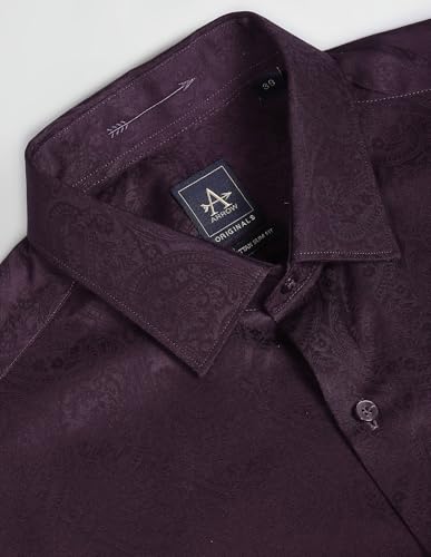 Arrow Men's Plain/Solid Slim Fit Shirt (ARAFSH0714_Plum