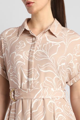 Women Beige Printed Calf Length Casual Dress