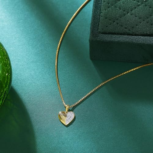 P.N.Gagdil Jewellers 14 Karat Yellow Gold & Diamond Certified Gold Heart Pendant For Women DIDP0140 IJ/SI