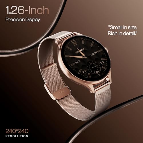 Fire-Boltt Phoenix Air Smart Watch 1.26” Round Display, Rotating Button, Wireless Charging, Ultra Lightweight Metal Body, Bluetooth Calling, Smartwatch with Silicone & Mesh Steel Straps Rose Metal