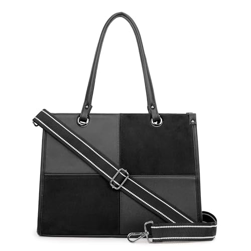 Pramadda Pure Luxury Hazel tote bags for women office use | Handbags for women stylish | tote bag for college use and daily travel needs | Suede Luxe Tote Bag. (Classic Black)