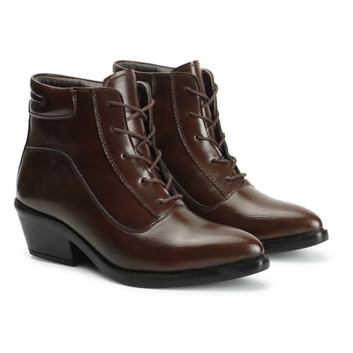 ELLE Women's Fashionable Lace-Up Boots Colour-Brown, Size-UK 3