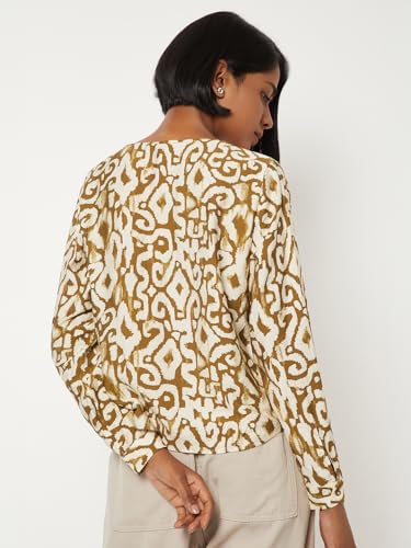 Max Women Printed Blouse (Yellow_XXL)
