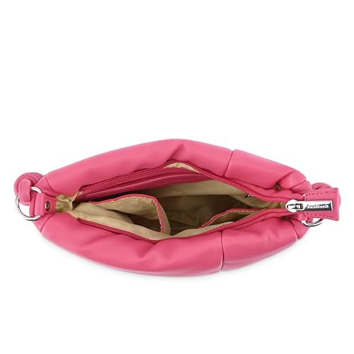 Fastrack Solid PU Zipper Closure Women's Casual Shoulder Bag (Pink, MEDIUM)