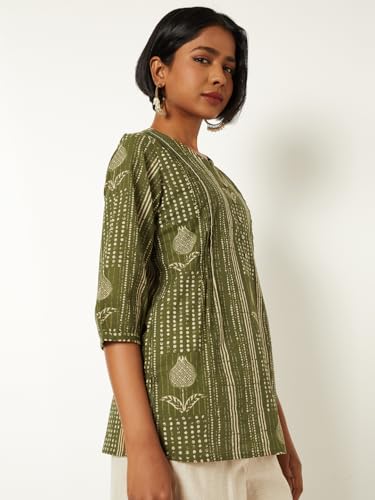 Max Women Printed Short Kurta (Green_M)