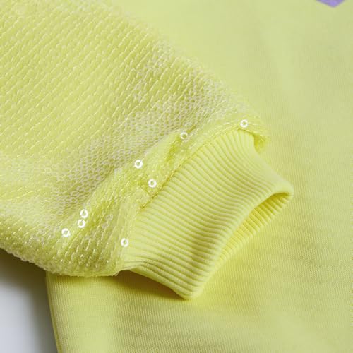 Hopscotch Girls Yellow Full Sleeves Sequin Embellished Sweatshirt for Age (4-5 Years)
