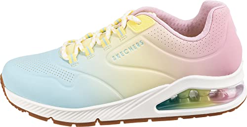 Skechers Women's UNO 2-Color Waves Sneaker, White/Mulit, 7