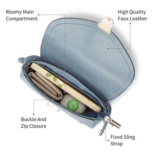 Fastrack BuckleUp Sling | Faux-Leather Women’s Handbag | Blue Bag with Buckle & Zipper Closure | Everyday Casual Carry