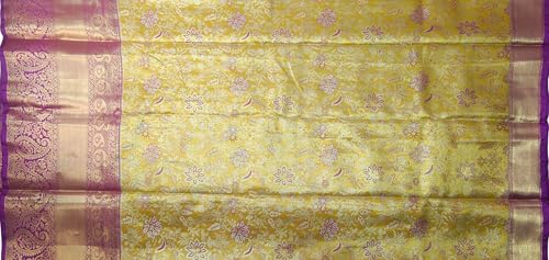 VFCollections Women's Traditional Handloom Kanchipuram Silk Pure Pattu Sarees | Rich Zari Woven Design | Bridal Saree | Unstitched Blouse (VFC630-2)