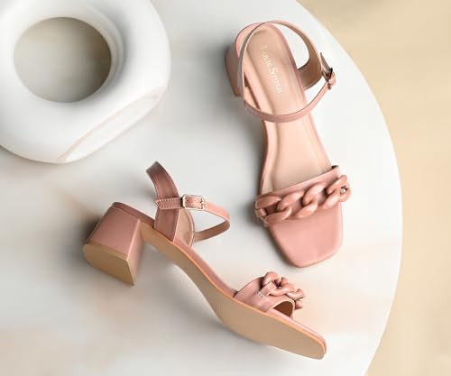 LOUIS STITCH Women’s Pink Block Heel Sandals | Comfortable Sandal for Ladies | LSOF-FI10-BHBS | UK-8