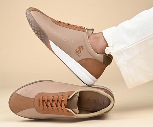 LOUIS STITCH Russet Tan and Beige Sneaker for Men | Comfortable Lace-Up Sneaker | LSP-SNK-AVI009-TNBG | UK-10
