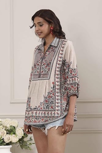 Biba Women Brown Cotton Straight Shirt_38
