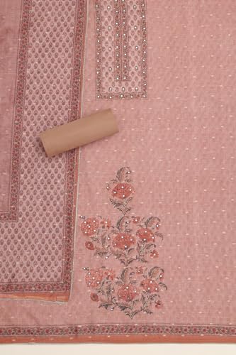 Soch Womens Earth Chanderi Botanical Dress Material With Hand Embroidery and Bead Details