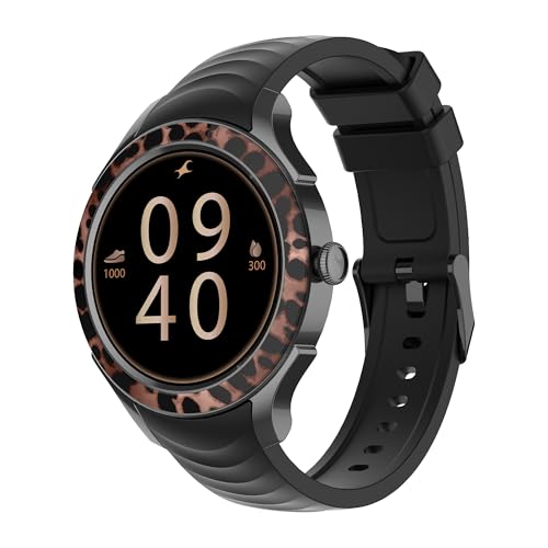 Fastrack Ella Smart Watch for Women with 1.2" inch AMOLED Display,Patterned Bezel,AI Watchface & AI Chat,Functional Crown,24/7 Health Suite,BT Calling,SpO2,HRM,IP68, Multiple Menu Styles- Black