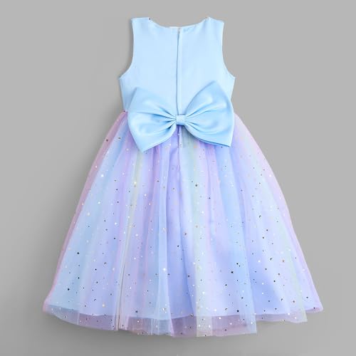 Hopscotch Girls Butterfly Applique Gown in Blue Color for Age (2-3 Years)