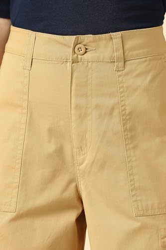 Women Beige Solid Casual Trousers