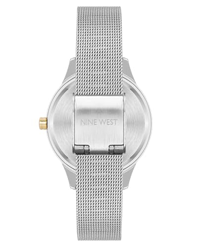 Nine West Women's Analog Watch, Silver-Tone Mesh Bracelet, Limited Movement, Mineral Crystal Lens, Two-Tone Dial