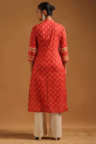 Soch Womens Rust Pure Cotton Floral Kurta