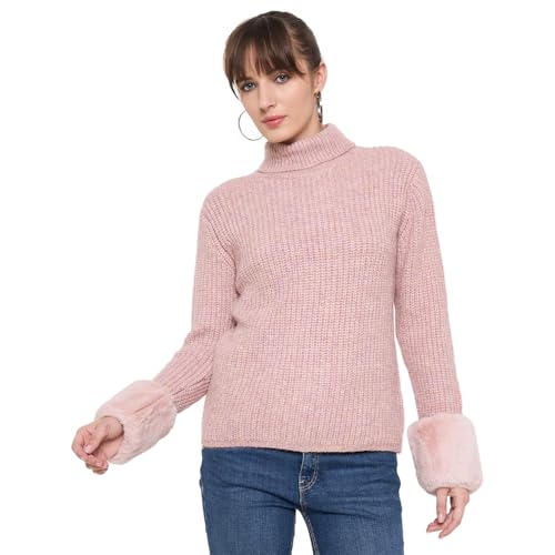 Madame Women Solid Peach Sweater