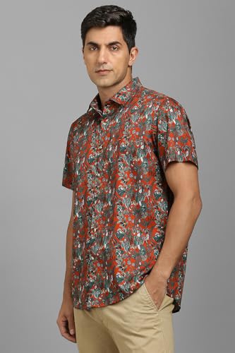 Louis Philippe Men Red Print Half Sleeves Casual Shirt
