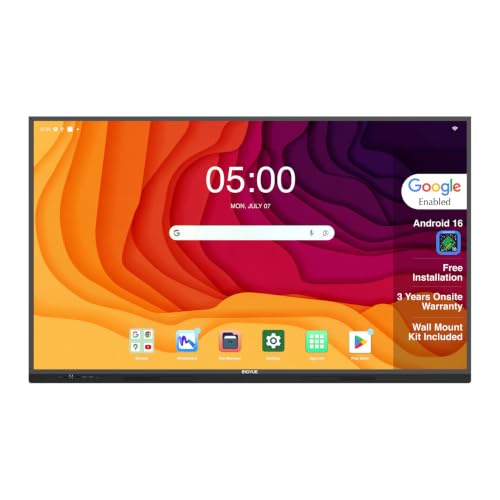 BIG VUE Pro 75 inch Android 16 Interactive Television | 4K UHD AI Enabled EDLA Flat Panel Digital Display Board | Ultra Octa-Core Processor | 8GB RAM + 128GB ROM | Zero Bonding for Teaching & Business