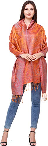 Exotic India Women's Silk Stole (SHW76_Honey Suckle_Free Size)