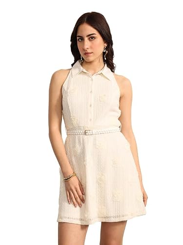 Kazo Ball Blanc Mini Dress with Belt (Cream L)