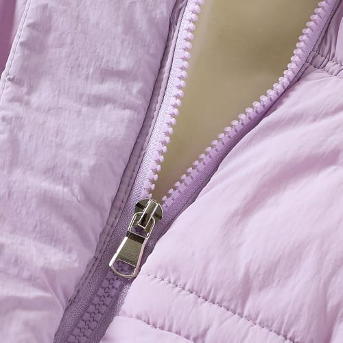 Hopscotch Girls Full Sleeves Lilac Hooded Puffer Jacket with Fur Trim For Ages(18-24 Months)
