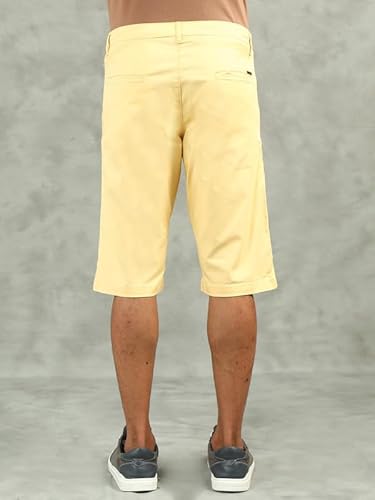 BEEVEE Men's Yellow Regular Fit Printed Shorts