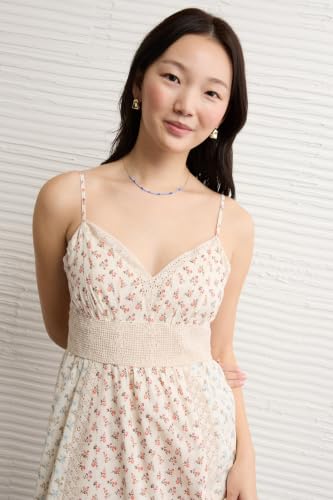 American Eagle V-Neck Lace Inset Hanky Hem Midi Dress